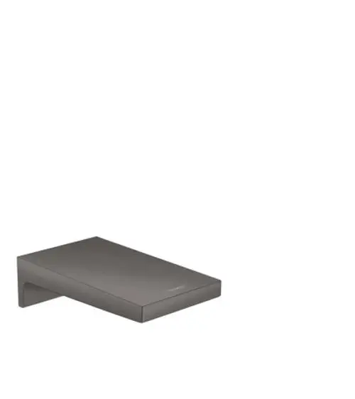 Wannenaufbau aus Metall mit einem schlichten, gebürsteten schwarz-chromen Finish, designt von Hansgrohe, mit einer stabilen, flachen Ablagefläche.